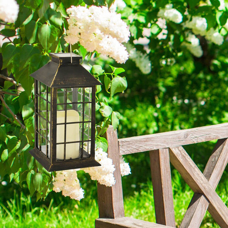 LED solární zahradní lampa. závěsná patina lucerna. 27 cm