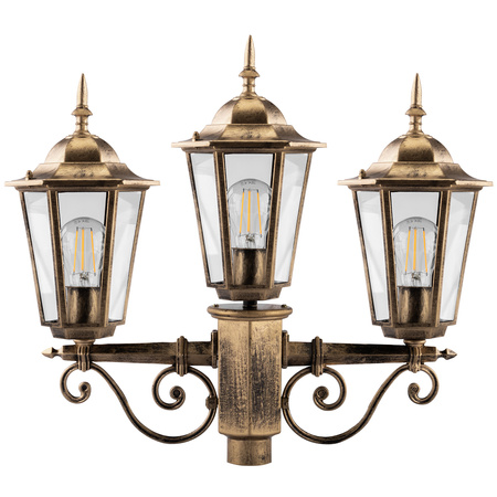 Venkovní zahradní lampa 3x E27, LED sloupek lucerna 2m Patina BELLIS LUMILED