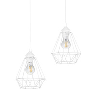 Bílá diamantová drátěná stropní závěsná lampa Lišta pro LED 2x E27 Brilliant