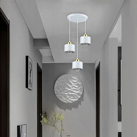 Masterled 3x E27 Kulaté závěsné svítidlo Elza v bílém zlatě