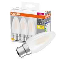 3x LED žárovka B35 Candle B22d 4W = 40W 470lm 2700K Warm 300° BASE Osram