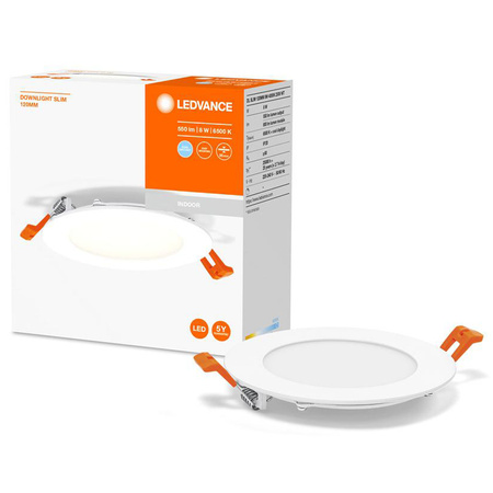 LED panelové vestavné stropní svítidlo DOWNLIGHT SLIM 8W 550lm 6500K studené 12cm Ledvance