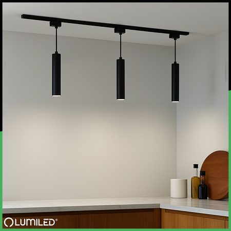 Sada osvětlovacích přípojnic 1m + 3x Soplo GU10 černá LUMILED reflektor na přípojnici