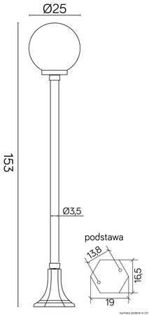 Venkovní stojací zahradní lampa KULOVÁ CLASSIC K 5002/1/KP 250 E27 153cm Su-Ma