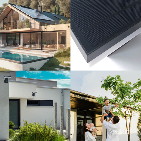 Solární zahradní lampa Venkovní nástěnná lampa 6W 370lm 4000K neutrální bílá IP44 Černá Solaris Kobi