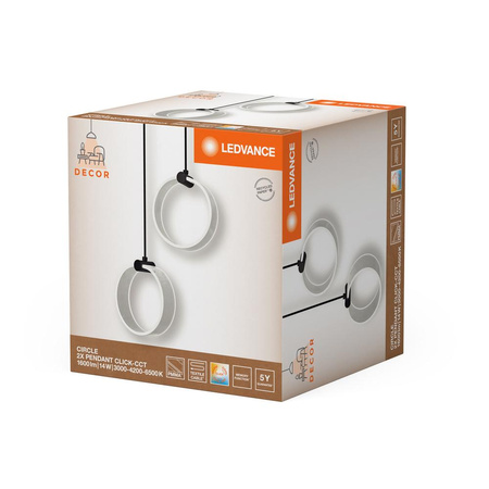 LED dekorativní závěsné stropní svítidlo 14W 930lm 3000K - 4200K - 6500K CCT Black Decor Ledvance