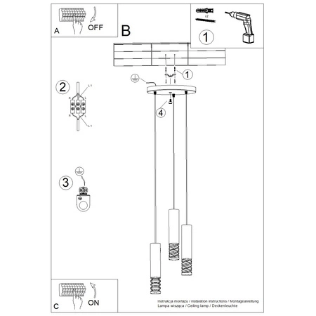 Stropní závěsné svítidlo 3x GU10 White LAMI Ocean Green SL.1689 Sollux