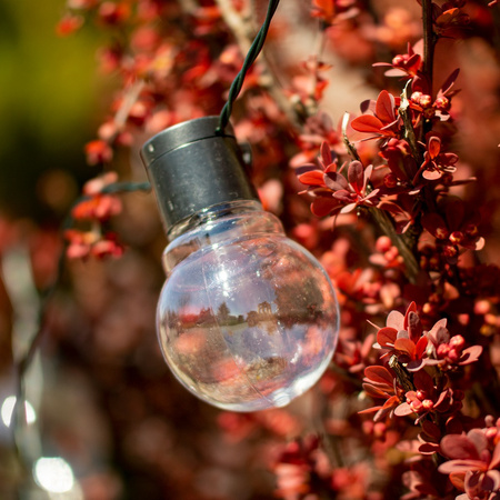 SOLAR GIRLANDA zahradní okrasný řetěz 3.8 m 10 kuliček 3000K teplý
