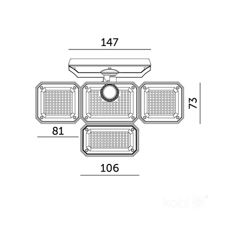 Venkovní solární zahradní reflektor LED 2,5 W lm 6500K Cold se senzorem pohybu a soumraku IP44 Black Glow Kobi