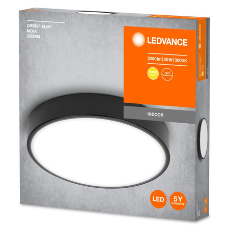LED Plafond Povrchová montáž 20W 1500lm 3000K Teplá černá 28cm Stropní Ledvance