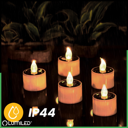 4x Solární zahradní LED, lampa Svíčka Plamen 3000K IP44 FERO LUMILED