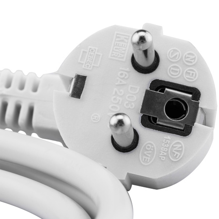 Napájecí prodlužovací kabel zástrčka-zásuvka s uzemněním 3m 3x1.5mm 16A Bílá ECOLIGHT