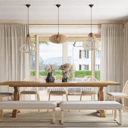 LED závěsné stropní svítidlo ELZA E27 Natural Wood SOLLUX