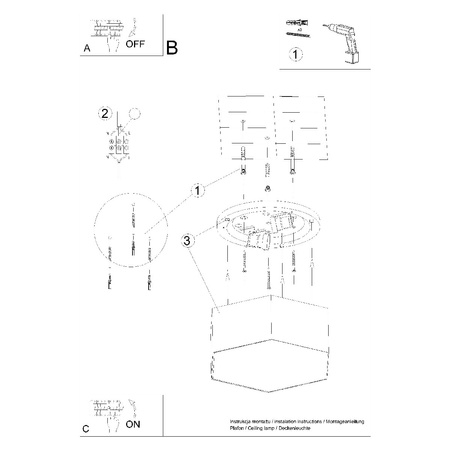 Stropní LED svítidlo SUNDE 2xE27 Šestihranné svítidlo 11cm bílé SOLLUX