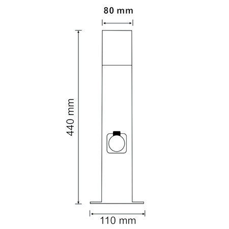Zahradní LED sloupek E27 TUBA Graphite 44cm + zásuvka 230V IP44 DALLAS Goldlux