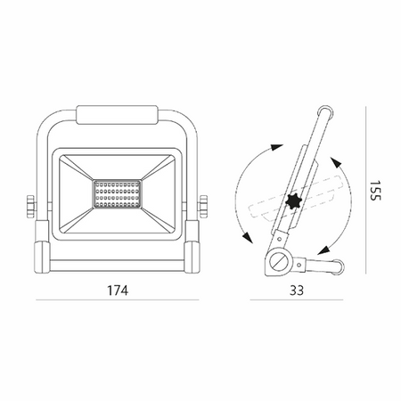 Reflektor 50W přenosný na stojanovém držáku Neutrální bila barva 4000K Silný