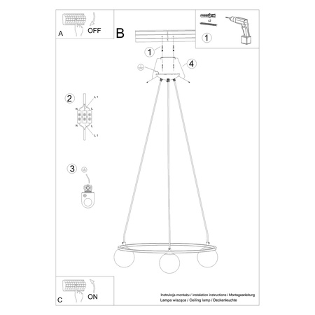 YOLI 3 Lustr Závěsné svítidlo 3xG9 Černá Moderní SOLLUX