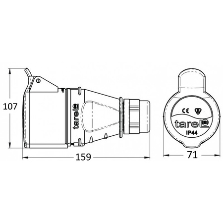Přenosná izolační zásuvka s rychlým připojením 32A 400V 3P+N+Z IP44