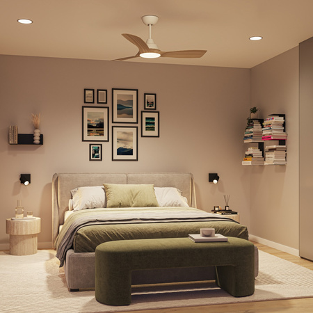 Stropní ventilátor 28W LED stropní svítidlo 24W 2650lm 3000/4300/6500K CCT Brown White + Pilot Olas Philips