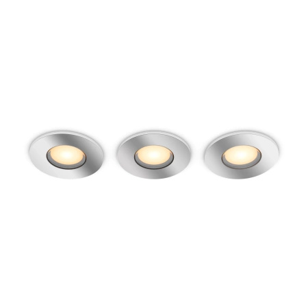 3x zapuštěné svítidlo LED Hermetic IP44 Koupelnové zapuštěné svítidlo 4,2W 400lm IP44 White Ambiance TW Chrome Smart SMART Zigbee Bluetooth Adore Philips HUE