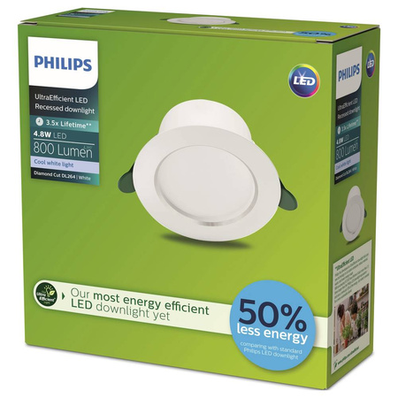Zapuštěná montáž LED pod omítku 4,8W 800lm 4000K White Diamond Philips