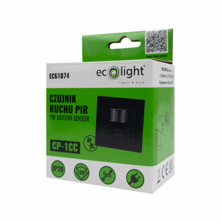 PIR senzor pohybu a soumraku zapuštěný do krabice černý 9m 160° CP Ecolight