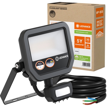 LED reflektor 17W 2400lm 4000K IP65 černý se senzorem pohybu LEDVANCE Floodlight