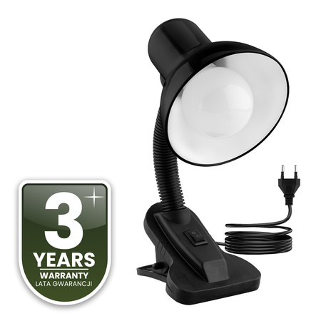 Stolní lampa Školní Noční E27, Nastavitelná s klipem Černá LIBRA LUMILED