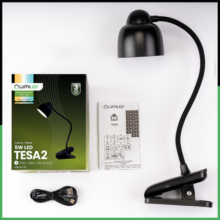 Školní stolní lampa LED 5W CCT TESA 2 Black LUMILED