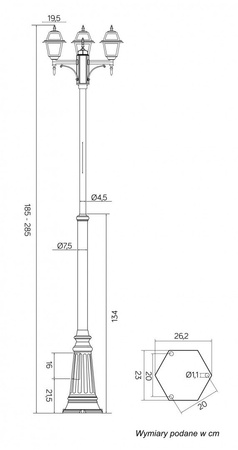 Venkovní zahradní lampa Svítidlo E27 Vitráže OGMWN 2 N 185-285cm černá Su-Ma