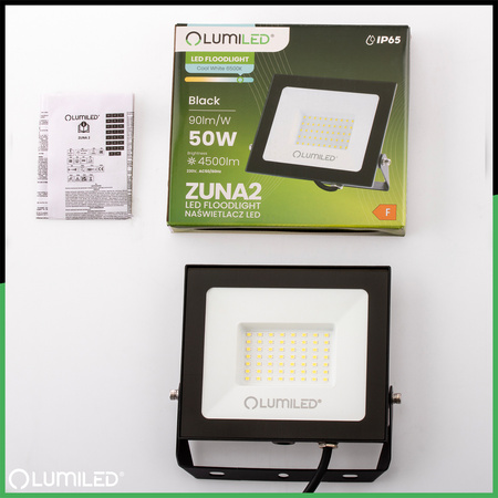 LED Reflektor 50W, 4500lm 6500K IP65 Černá ZUNA2 LUMILED