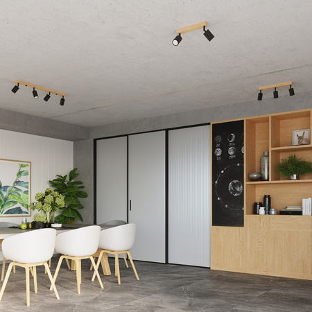 VERDO 3L 3xGU10 Černé dřevěné moderní stropní svítidlo SOLLUX