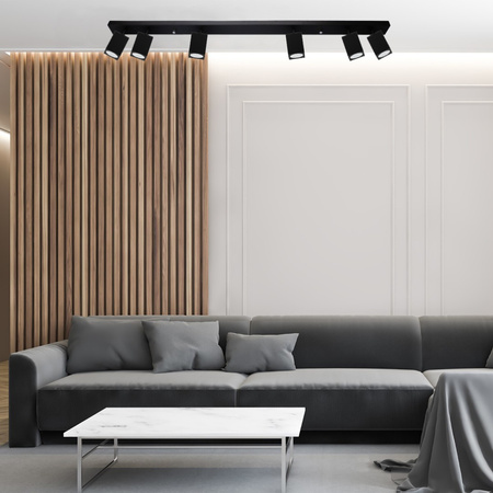 Stropní světlo Reflektorové svítidlo 6xGU10 QUANTUS strip beam Black