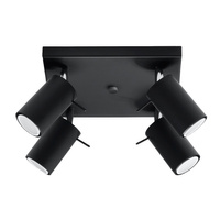 Svítidlo pro povrchovou montáž RING 4 4xGU10 Reflektor halogenový pohyblivý minimalistický černý SOLLUX