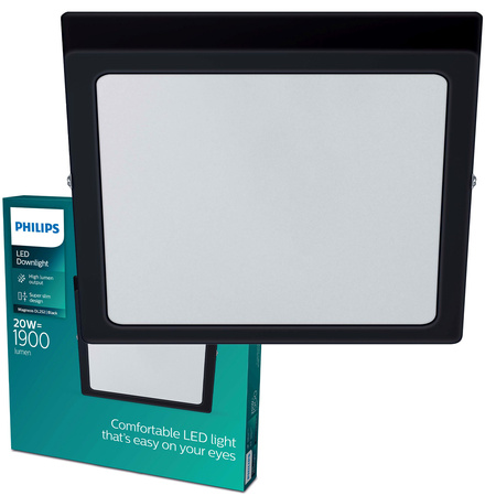 Plafond Panel LED Stropní svítidlo pro povrchovou montáž MAGNEOS 20W 2700K 28cm Black Downlight Square PHILIPS