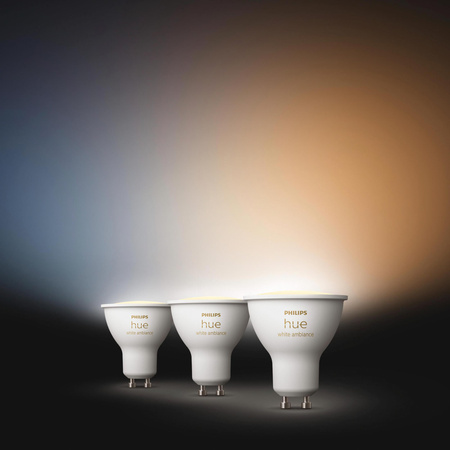 3x LED žárovka GU10 s reflektorem 4,2W = 50W 400lm 2200-6500K CCT SMART Smart Bluetooth ZigBee White Ambiance Philips HUE