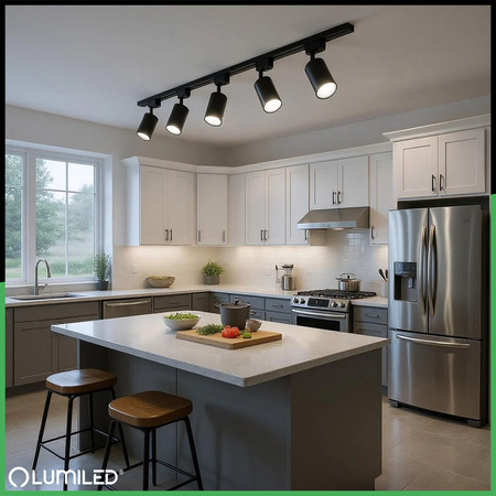 Osvětlovací lišta 2m + 4x reflektor lištový, GU10 Černá RITI LUMILED