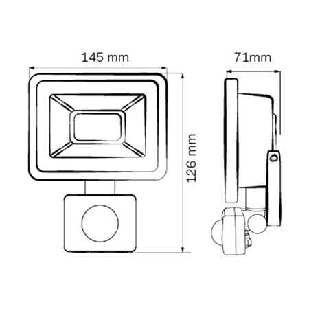 Reflektor LED 10W 800lm 3000K černý s pohybovým a soumrakovým senzorem GOLDLUX (Polux)