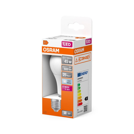 E27 A45 LED žárovka 6.5W = 45W 600lm 170° 12V-36V 4000K Neutrální bila STAR CLASSIC OSRAM