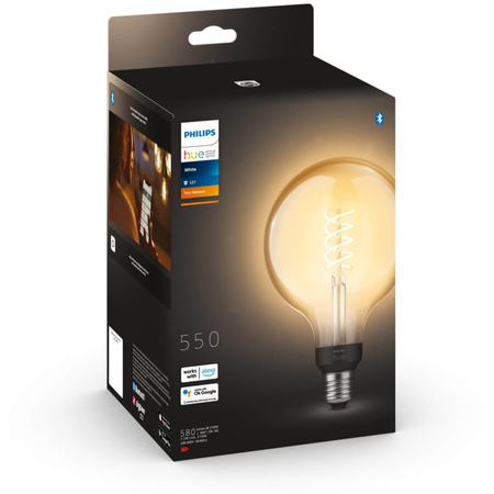 LED Globe E27 G125 7W 2100K teplá bílá Filament PHILIPS HUE White Bluetooth Zigbee žárovka