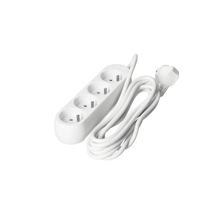 Prodlužovací kabel Zástrčka 4 x uzemněná zásuvka Napájecí pásek 3m Bílá Linea Kobi