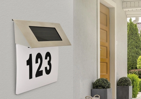 LED solární zahradní lampa Nástěnná lampa s osvětlením domovního čísla 5W 6500K IP44 GOLDLUX senzor (Polux)