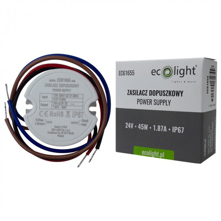 FI60 LED páskový zdroj 45W 24V 1,87A IP67 Ecolight