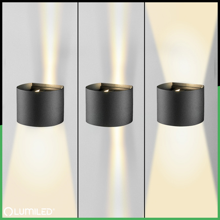 Zahradní nástěnná lampa LED G9 nastavitelná kulatá horní spodní černá PYXIS LUMILED