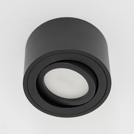 Povrchové Halogenové svítidlo 50mm, Nastavitelná Kulatá Černá AMAT-S + LED 5W 6500K LUMILED