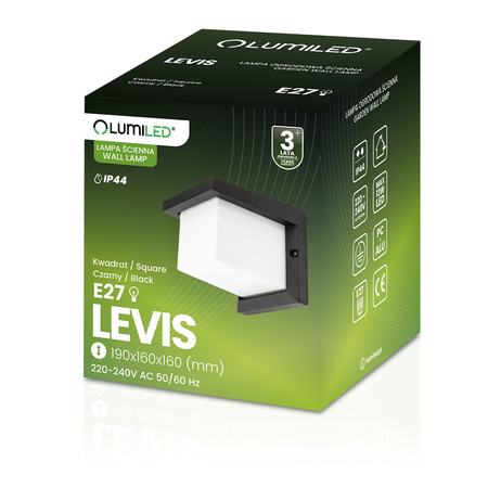 Zahradní nástěnná lampa E27, čtvercový LEVIS LUMILED