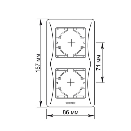 Horizontální rámeček pro zásuvky pro povrchovou montáž Dvojitá bílá BINERA VIDEX