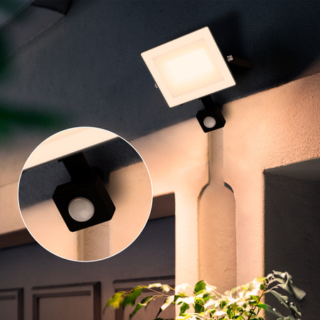 Reflektor LED 30W 3200lm 3000K IP65 se senzorem pohybu a soumraku Black Lois Philips