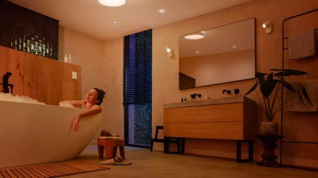 LED Plafond DEVERE Koupelnové stropní svítidlo bílé 33,5W 42,5cm IP44 CCT PHILIPS HUE Bluetooth + stmívač