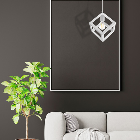 1x E27 Závěsná lampa, geometrická čtvercová Bílá ZWIS TALUS LUMILED